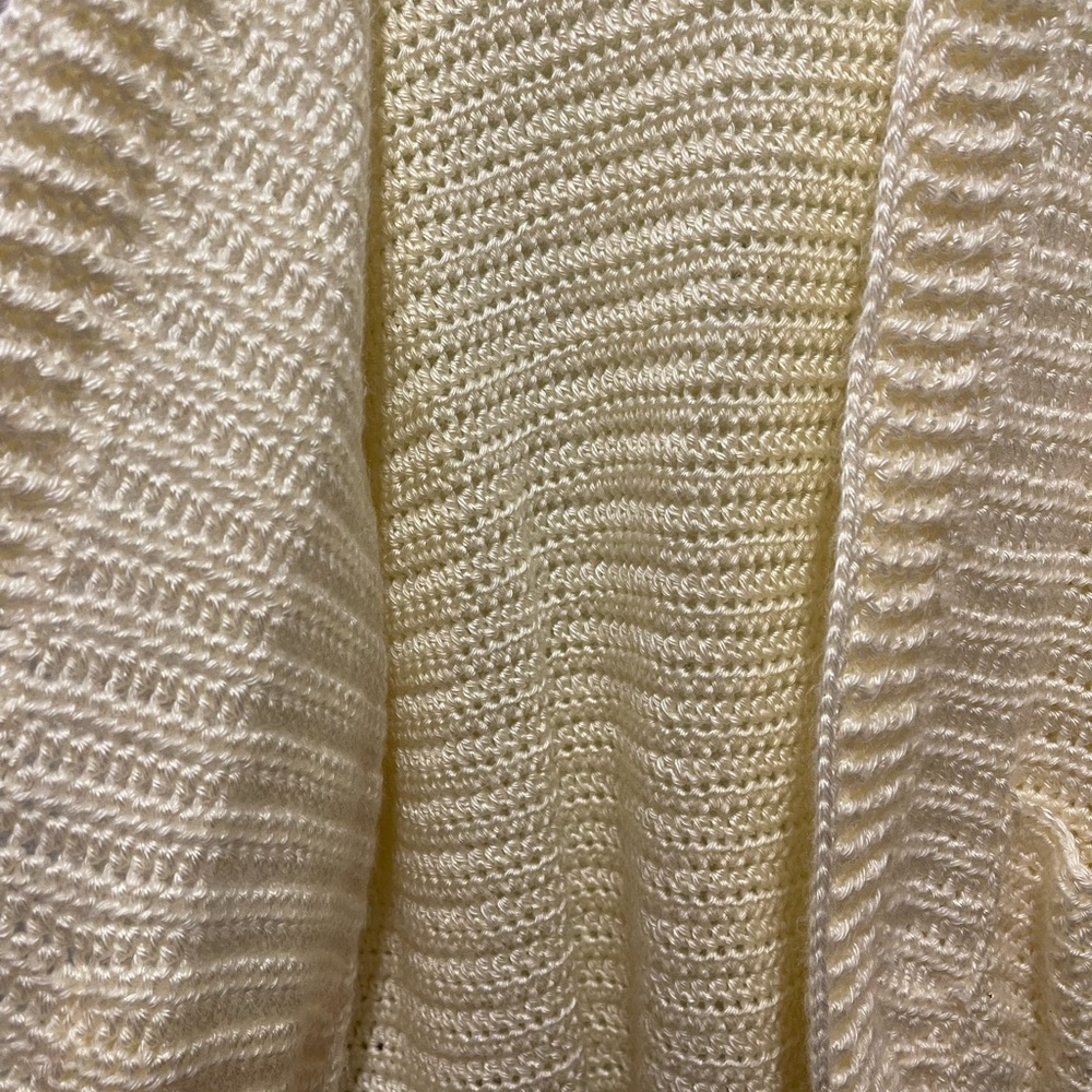 Handmade Cream Chunky Knit Cardigan Crochet Sweater with Pockets ptp 20.5 - Picture 9 of 13